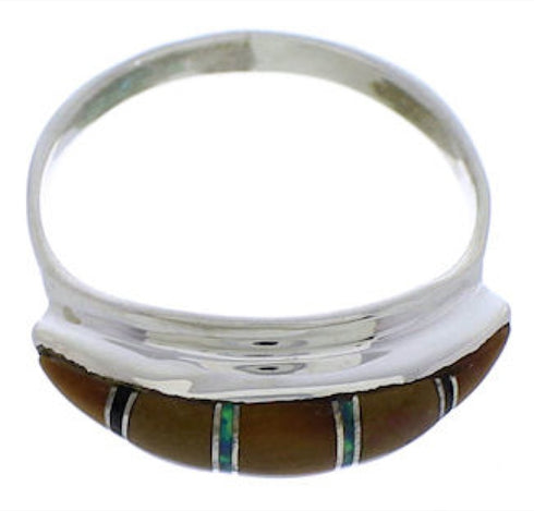 Southwest Tiger Eye Multicolor Silver Jewelry Ring Size 6-1/4 MX22481